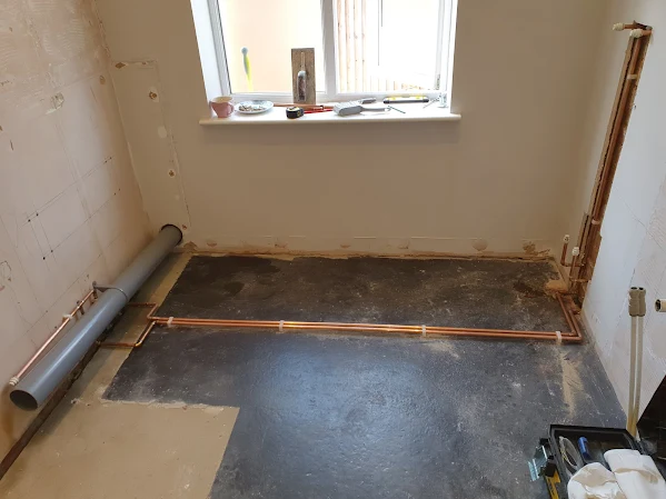 First-fix copper pipework on one of our bathroom renovations, by Beespoke Renovations